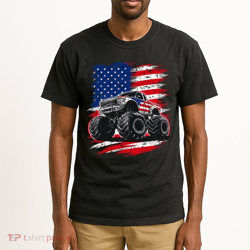 Monster Truck Usa Flag American Tall T-Shirt