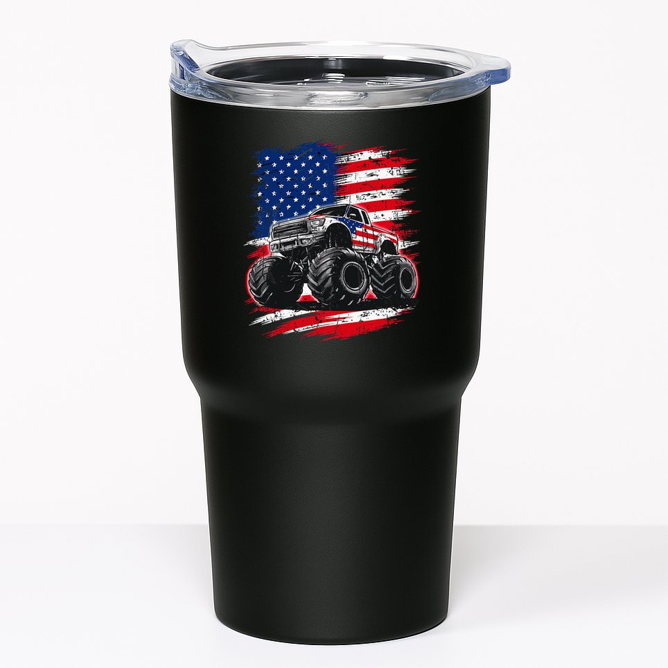 Monster Truck Usa Flag American Tumbler