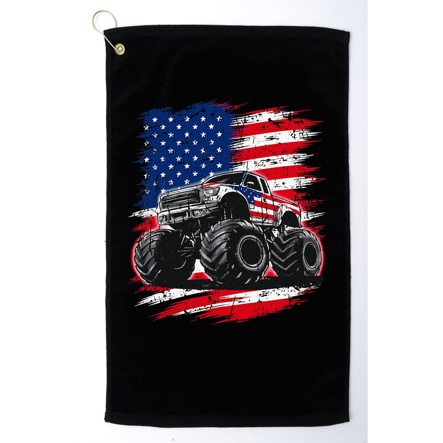 Monster Truck Usa Flag American Golf Towel