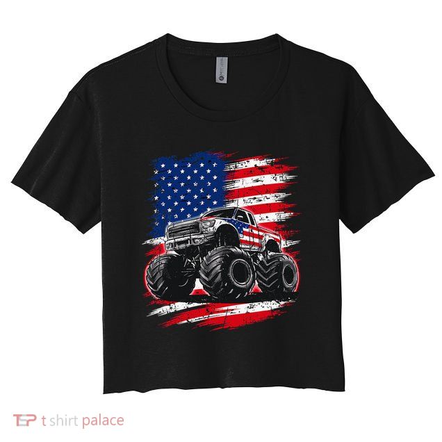 Monster Truck Usa Flag American Crop Top