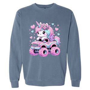 Monster Truck Unicorn Birthday Party Monster Truck Girl Garment-Dyed Sweatshirt