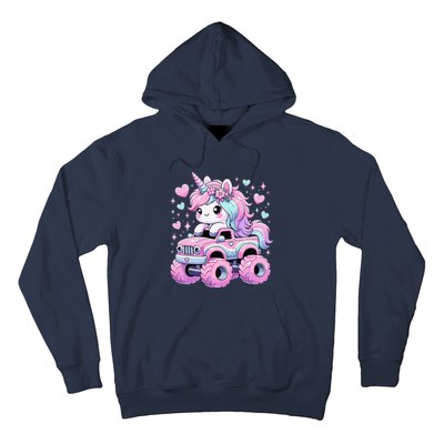 Monster Truck Unicorn Birthday Party Monster Truck Girl Hoodie