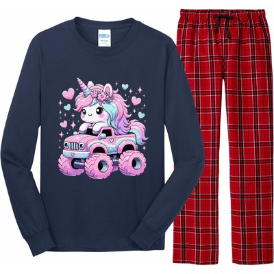 Monster Truck Unicorn Birthday Party Monster Truck Girl Long Sleeve Pajama Set