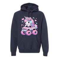 Monster Truck Unicorn Birthday Party Monster Truck Girl Premium Hoodie