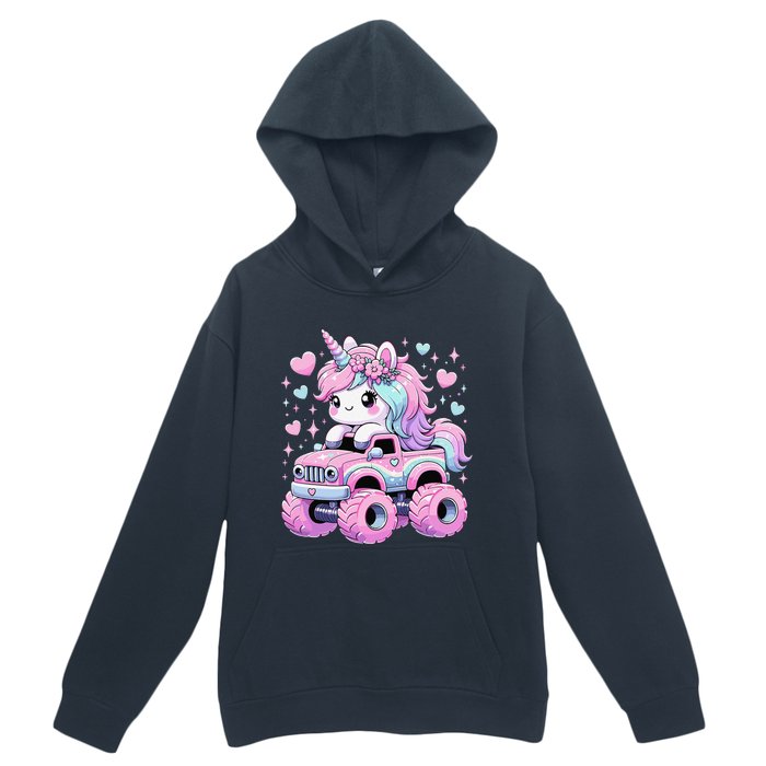 Monster Truck Unicorn Birthday Party Monster Truck Girl Urban Pullover Hoodie