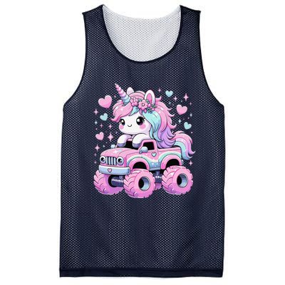 Monster Truck Unicorn Birthday Party Monster Truck Girl Mesh Reversible Basketball Jersey Tank