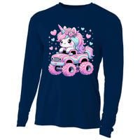 Monster Truck Unicorn Birthday Party Monster Truck Girl Cooling Performance Long Sleeve Crew