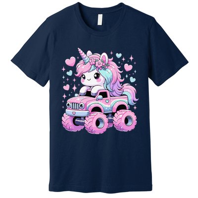 Monster Truck Unicorn Birthday Party Monster Truck Girl Premium T-Shirt