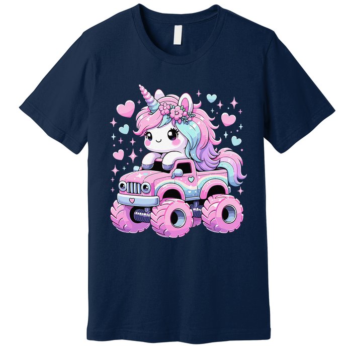 Monster Truck Unicorn Birthday Party Monster Truck Girl Premium T-Shirt