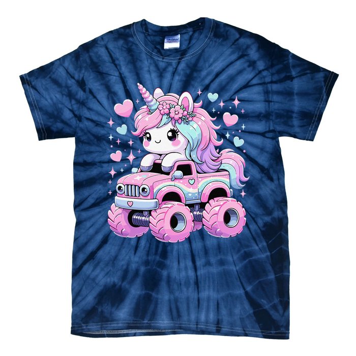 Monster Truck Unicorn Birthday Party Monster Truck Girl Tie-Dye T-Shirt