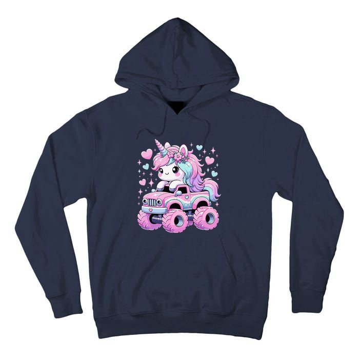 Monster Truck Unicorn Birthday Party Monster Truck Girl Tall Hoodie