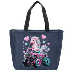 Monster Truck Unicorn Girl Birthday Party Monster Truck Zip Tote Bag