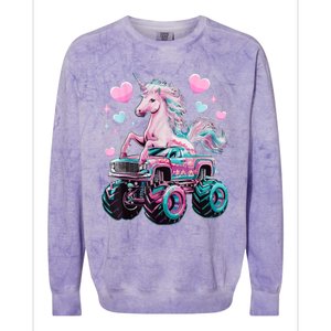 Monster Truck Unicorn Girl Birthday Party Monster Truck Colorblast Crewneck Sweatshirt