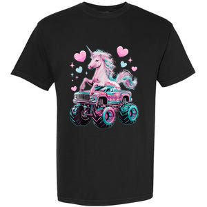 Monster Truck Unicorn Girl Birthday Party Monster Truck Garment-Dyed Heavyweight T-Shirt