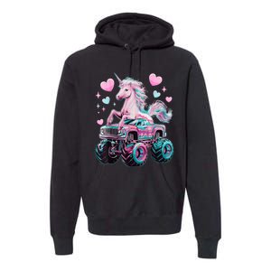 Monster Truck Unicorn Girl Birthday Party Monster Truck Premium Hoodie