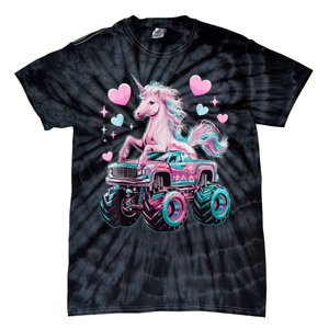 Monster Truck Unicorn Girl Birthday Party Monster Truck Tie-Dye T-Shirt