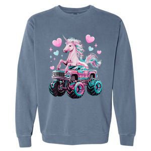 Monster Truck Unicorn Girl Birthday Party Monster Truck Garment-Dyed Sweatshirt