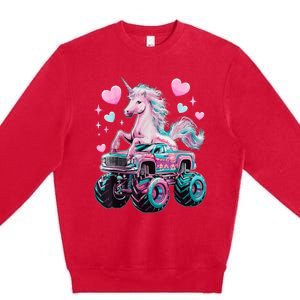 Monster Truck Unicorn Girl Birthday Party Monster Truck Premium Crewneck Sweatshirt