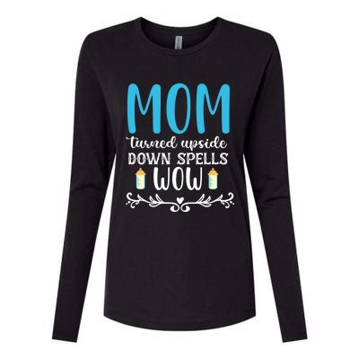 Mom Turned Upside Down Spells Wow Womens Cotton Relaxed Long Sleeve T-Shirt