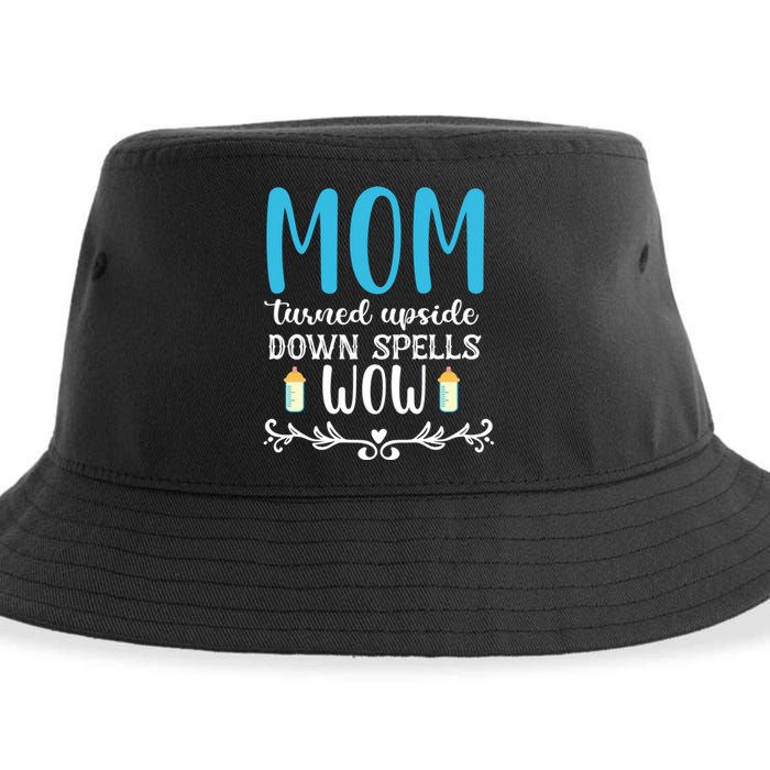 Mom Turned Upside Down Spells Wow Sustainable Bucket Hat