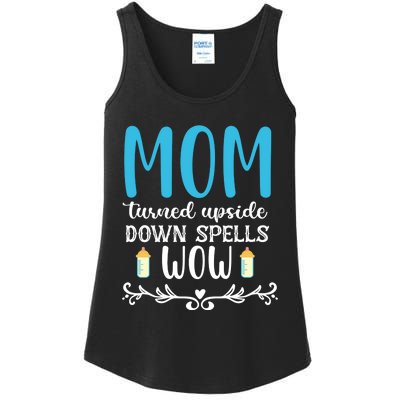 Mom Turned Upside Down Spells Wow Ladies Essential Tank