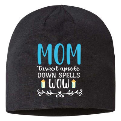 Mom Turned Upside Down Spells Wow Sustainable Beanie