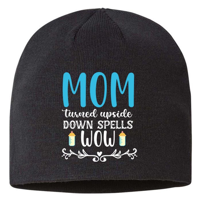 Mom Turned Upside Down Spells Wow Sustainable Beanie