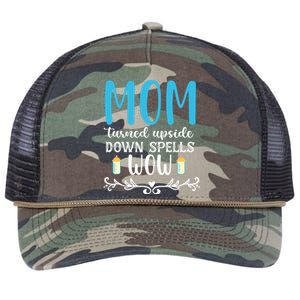 Mom Turned Upside Down Spells Wow Retro Rope Trucker Hat Cap