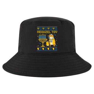 Meowzel Tov Ugly Hanukkah Sweater Cat Chanukah Jew Menorah Cool Comfort Performance Bucket Hat