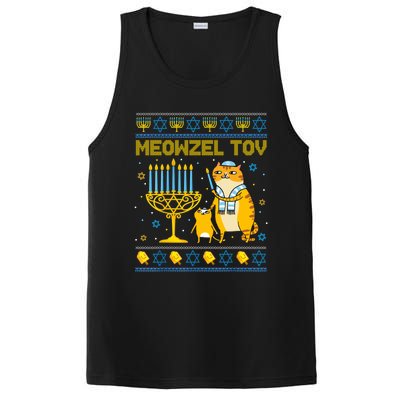 Meowzel Tov Ugly Hanukkah Sweater Cat Chanukah Jew Menorah PosiCharge Competitor Tank