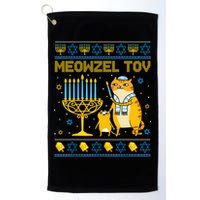 Meowzel Tov Ugly Hanukkah Sweater Cat Chanukah Jew Menorah Golf Towel
