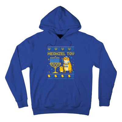 Meowzel Tov Ugly Hanukkah Sweater Cat Chanukah Jew Menorah Hoodie