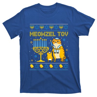 Meowzel Tov Ugly Hanukkah Sweater Cat Chanukah Jew Menorah T-Shirt