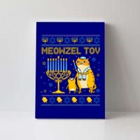 Meowzel Tov Ugly Hanukkah Sweater Cat Chanukah Jew Menorah Canvas