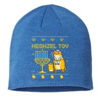 Meowzel Tov Ugly Hanukkah Sweater Cat Chanukah Jew Menorah Sustainable Beanie