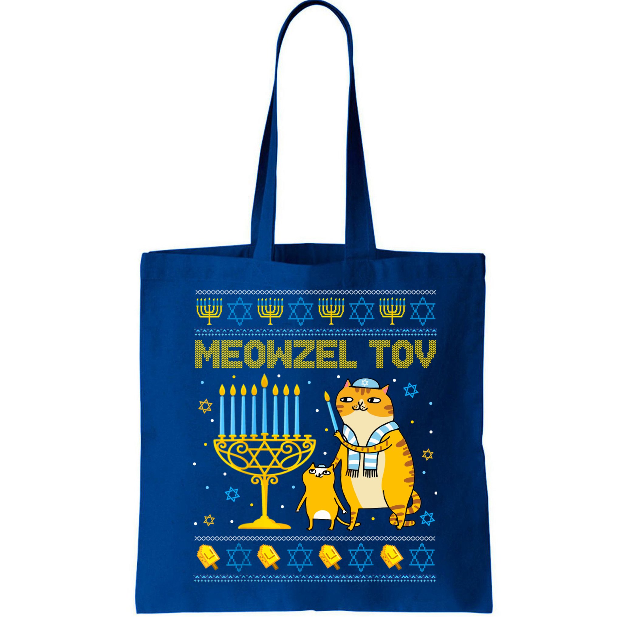 Meowzel Tov Ugly Hanukkah Sweater Cat Chanukah Jew Menorah Bag