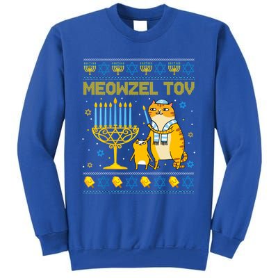 Meowzel Tov Ugly Hanukkah Sweater Cat Chanukah Jew Menorah Tall Sweatshirt