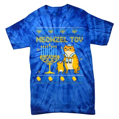 Meowzel Tov Ugly Hanukkah Sweater Cat Chanukah Jew Menorah Tie-Dye T-Shirt