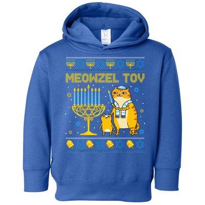 Meowzel Tov Ugly Hanukkah Sweater Cat Chanukah Jew Menorah Toddler Hoodie