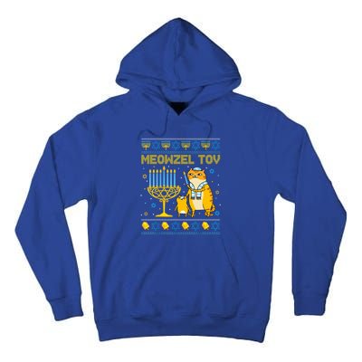 Meowzel Tov Ugly Hanukkah Sweater Cat Chanukah Jew Menorah Tall Hoodie