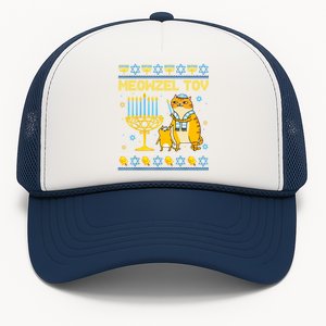 Meowzel Tov Ugly Hanukkah Sweater Cat Chanukah Jew Menorah Trucker Hat