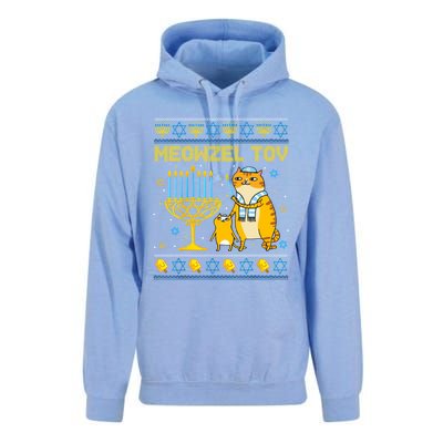 Meowzel Tov Ugly Hanukkah Sweater Cat Chanukah Jew Menorah Unisex Surf Hoodie