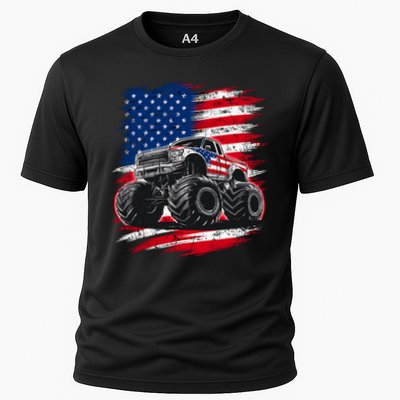 Monster Truck Usa Flag American Performance Shirt