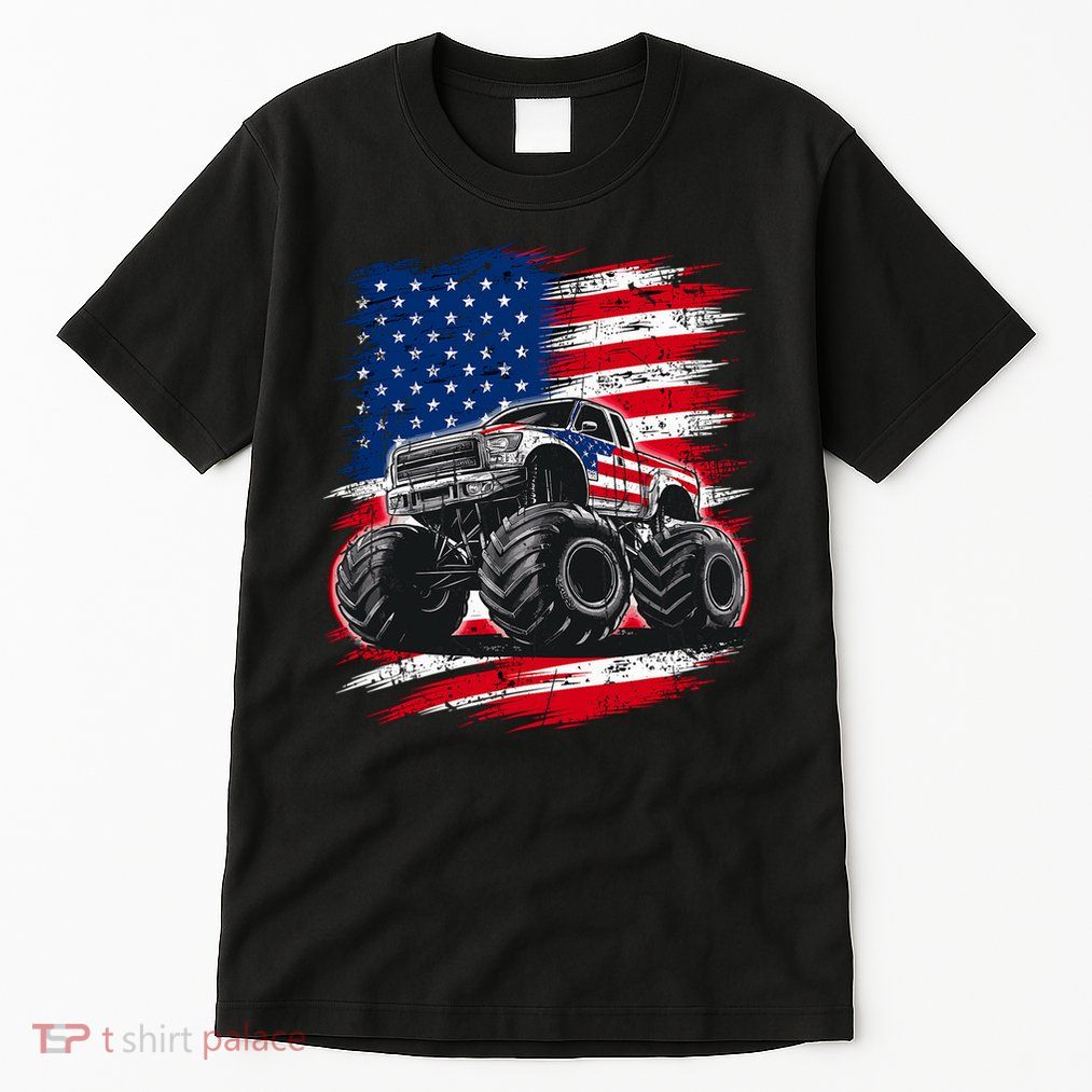 Monster Truck Usa Flag American Tall T-Shirt