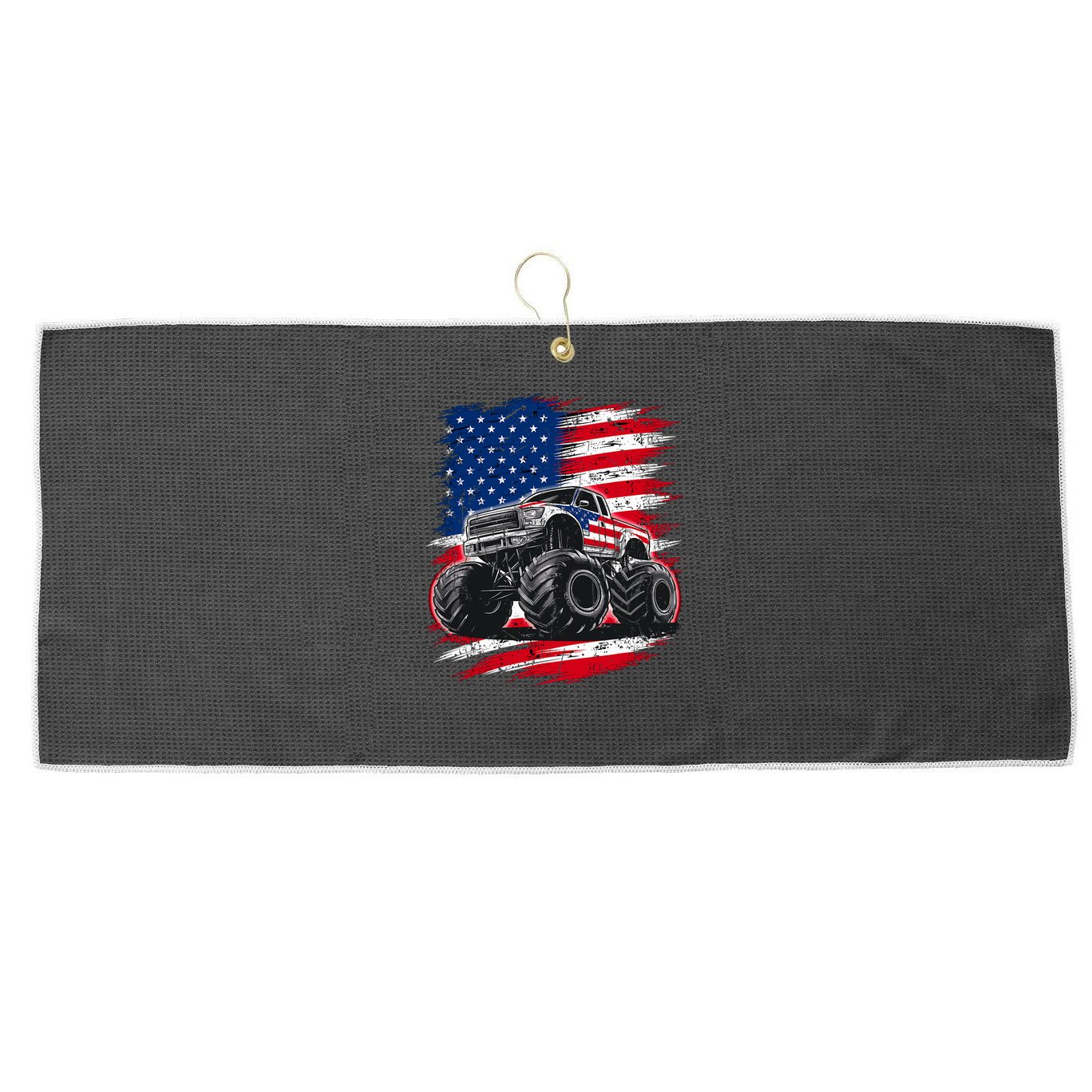Monster Truck Usa Flag American Large Microfiber Waffle Golf Towel