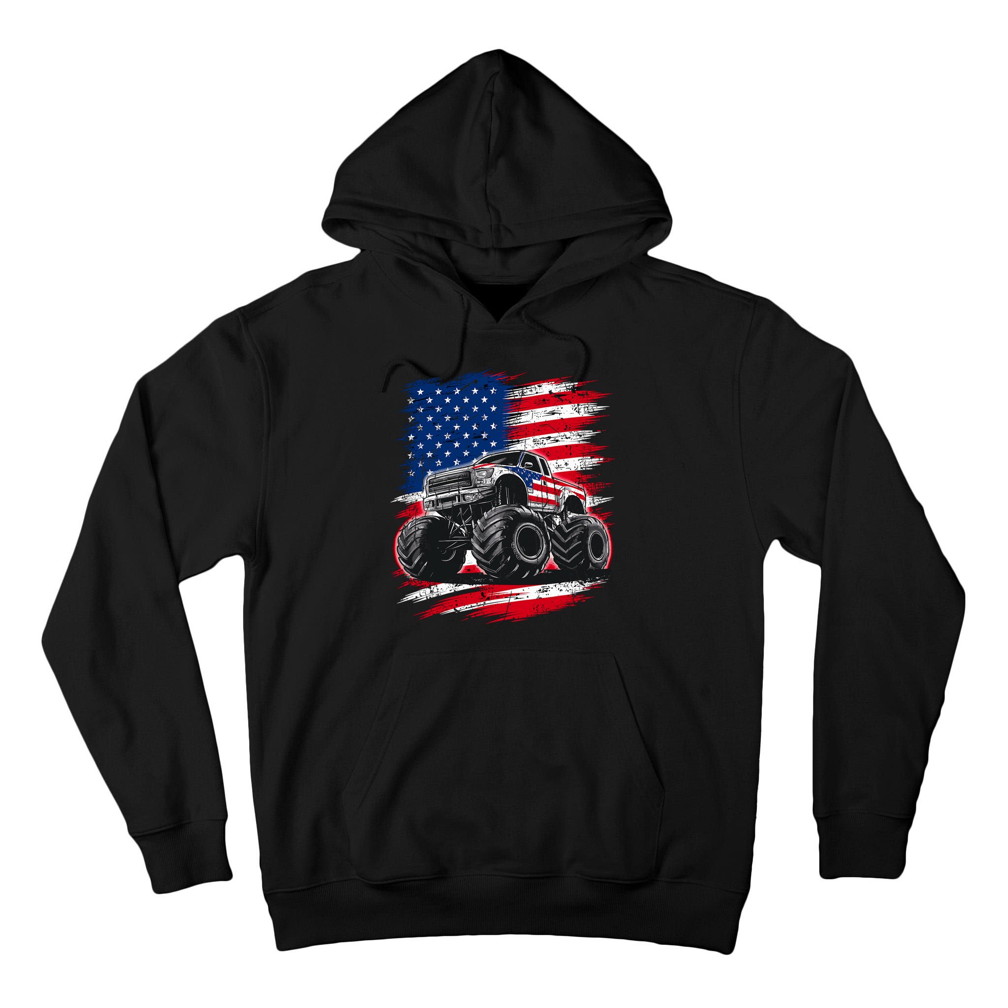 Monster Truck Usa Flag American Tall Hoodie