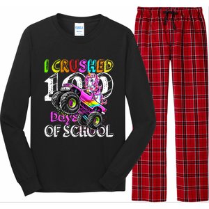 Monster Truck Unicorn I Crushed 100 Days Of School Funny Gift Meaningful Gift Long Sleeve Pajama Set