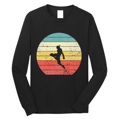 Muay Thai Vintage Retro Sunset Thai Boxing Kick Long Sleeve Shirt