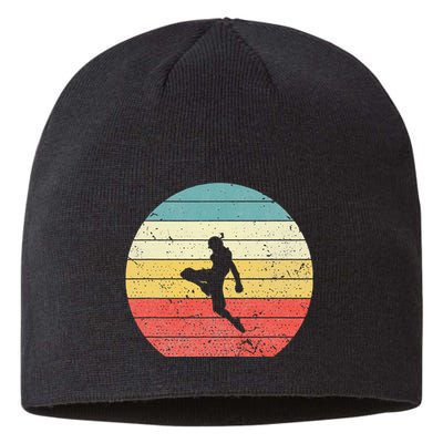Muay Thai Vintage Retro Sunset Thai Boxing Kick Sustainable Beanie
