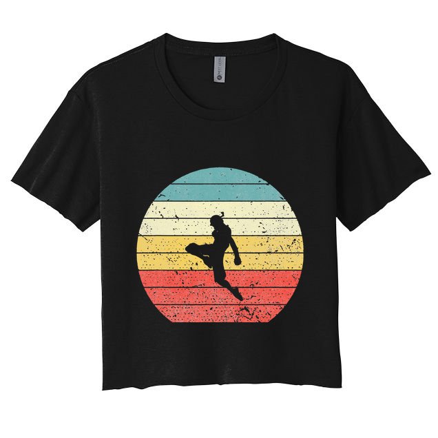 Muay Thai Vintage Retro Sunset Thai Boxing Kick Crop Top